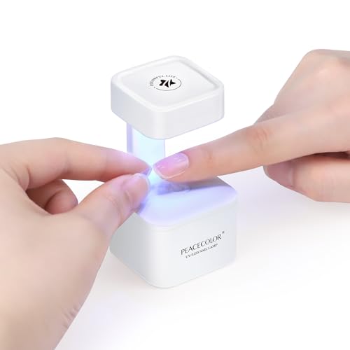 PEACECOLOR Mini Lámpara UV/LED para Uñas Portátil, Temporizador 60s/120s, Profesional Lámpara Secadora de Uñas, Ideal para Postizas y Cat Eye Gel Polish