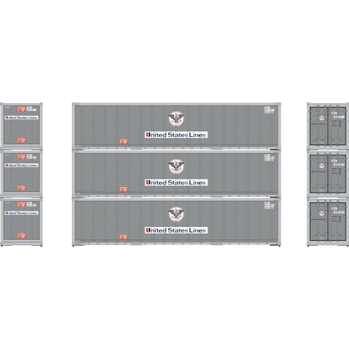 Athearn ATH63390 HO 40' Smooth Side Containers, USLU #2 (3)