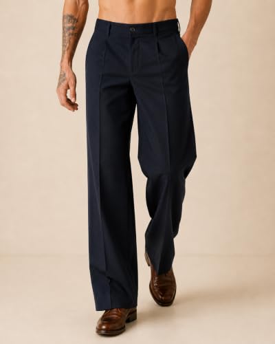 Image of Amazon Brand - INKAST Men Relaxed Fit Korean Pant | Formal Trousers | Straight Fit | Easy Wash | Office Wear