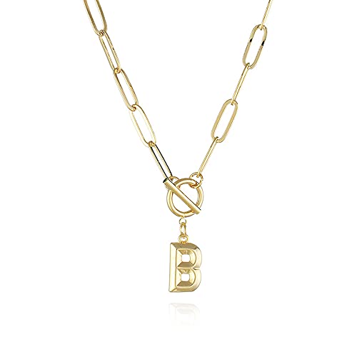 Pendentif lettre majuscule A-Z doré avec finition premium et chaîne maillons épais
