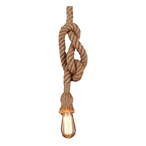 Vintage Ceiling Pendant Light Hemp Rope Hanging Light E27 Lamp Holder Suspension Vintage Ceiling Light Country Style Dining Hall Bar Restaurant Cafe Lighting-(No Bulbs) Cover