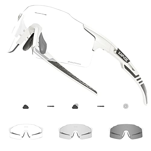 KAPVOE Fahrradbrille MTB Brille Selbsttönend Klar Radbrille Rennrad Sportbrille Sonnenbrille Radsport Laufen Golf Fahrerbrille Baseball Herren Damen K27