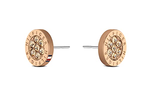 Tommy Hilfiger Jewelry Women's Carnation Gold Stud Earrings Embellished with Crystals - 2780567