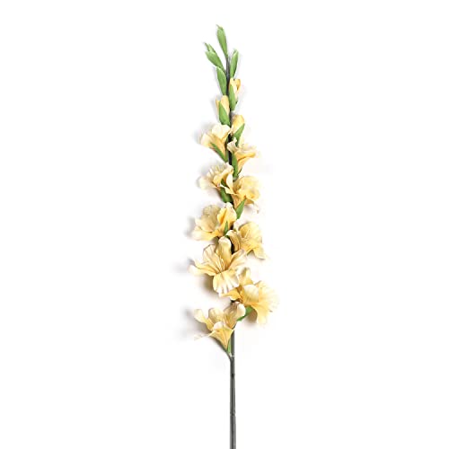 Image of PURE HOME + LIVING Yellow Gladiolus Faux Flower Stem (Made of Plastic, Wire and Fabric) Fake Flowers for Home Garden Party Wedding Decoration(Height-80CM)