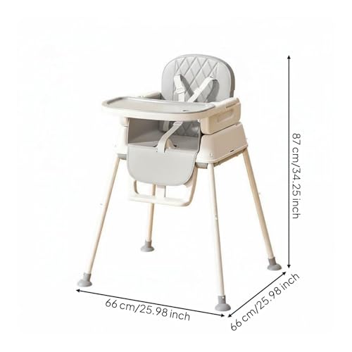 Image of Multi Function Foldable High Chair Travel Friendly Children's Dining Chair Easy to Clean Safety Belt for Babies, Toddlers, Home, High Leg W Pad