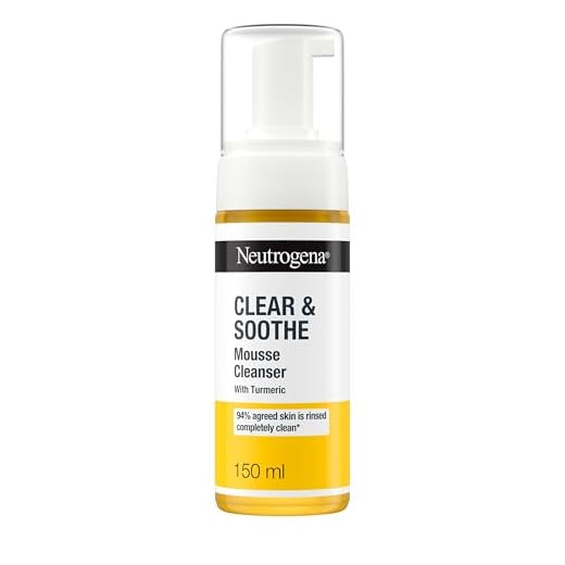 Neutrogena Limpiador facial Clear & Soothe Mousse con cúrcuma (1 x 150 ml), lavado facial suave para limpiar y calmar la piel estresada, adecuado para uso diario