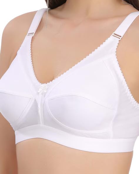 Image of ELEG & STILANCE Women's Cotton Non Padded Ladies Daily Use Bra 4Hook Back Closure Regular Bra Everyday Bra Side Support Shaper