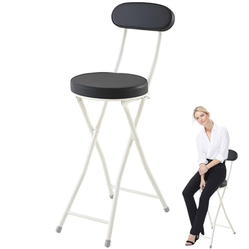 Tabouret de bar pliable 60 cm noir avec dossier rembourré
