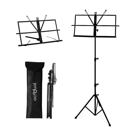 OcioDual Atril Musica, Tripode, Atril Partituras, Soporte Portatil, Atril Plegable con Bolsa de Transporte, Orquesta, Faristol, Altura Ajustable Regulable, Extensible, Soporte para Libros