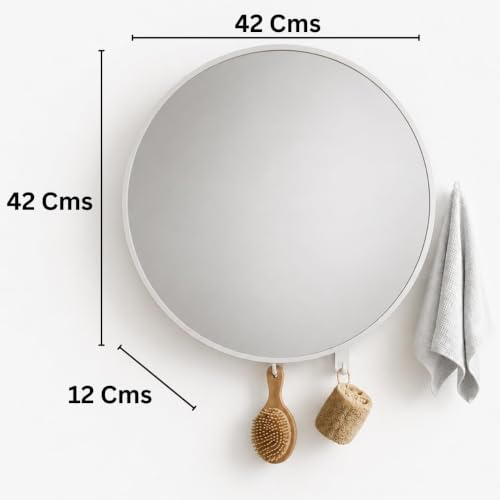 Image of BRANCO Bathroom Cabinet with Mirror | Storage Organiser | Strong Plastic Bathroom Shelves Wall Mounted | Mirror Cabinet (Round)