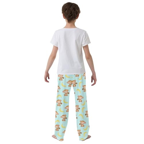 ZZXXB Lovely Monkey Bananas Boys Long Pants Soft Trousers Elastic Waist Kids Lounge Bottoms with Pockets S-XL3