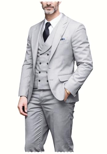 Men's Slim Fit 3-Piece Suit 2-Button Business Formal Tuxedo Suit Set for Wedding& Prom