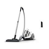 Rowenta Swift Power Cyclonic RO2917, Aspirapolvere a Traino Senza Sacchetto, Potenza 900 W, Motore Silenzioso, Serbatoio facile da Pulire, Bianco/Grigio