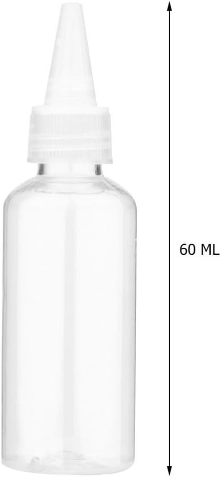 COHEALI 20pcs 60ml Travel Liquid Bottles with Pointed Head Cap Small Pe Plastic Pigment Dispensing Bottles for Liquid Sampling and Storage Refillable for Craft and Beauty Use