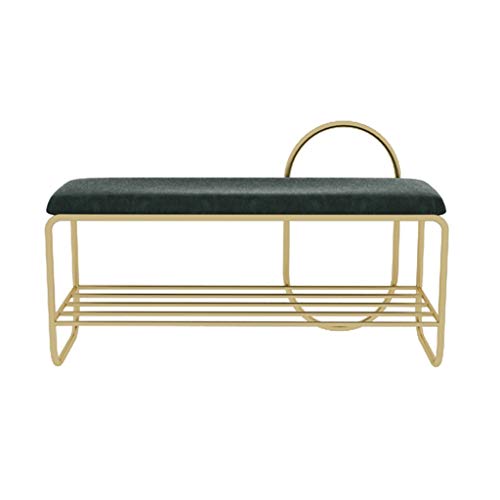 CHL Banco Pie de Cama Banquetas para Dormitorio Banco Zapatero Banco del Sofá con Cojín de Lino No Se Requiere Ensamblaje (Color : Green, Size : 80x37x63cm)