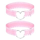 2 Stück Verstellbare Herz-Beinstrumpfbänder, Rosa Adjustable Lace Heart-Shaped Thigh Garter, Verstellbare Spitze herzförmige Oberschenkel Strumpfband Pink Elastische Oberschenkelstrumpfbände für Damen