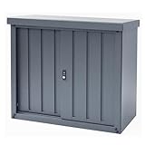 ガーデンマスター(Gardenmaster) 物置 屋外 収納庫 小型 幅90×奥行45×高さ84㎝ 安心設計 吊り戸式 可動棚10㎝間隔 棚板補強加工 鍵付き 転倒防止設計 DSSB-098 限定グレー