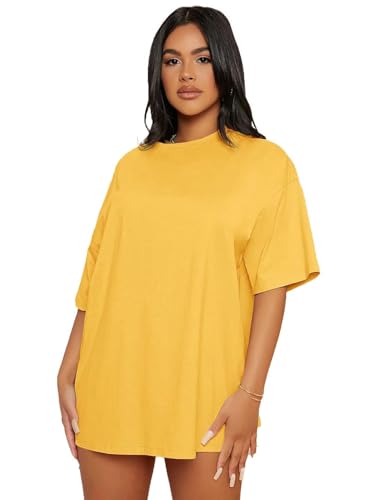 Image of KOTTY Women's Cotton Blend Solid Oversized T-Shirts