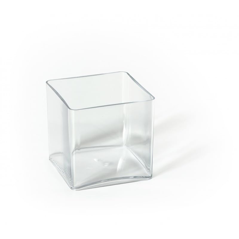 Fleurs et Délices - Vase Cube en Plastique Transparent 12x12cm - Lot de 2 Vases pour Fleurs, Bougies et Plantes Succulentes - Centre de Table Mariage Décoration...