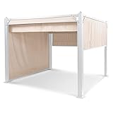 Blumfeldt Pergola Impermeable con Techo Retráctil, Cenador Estable con Laterales Metálica con Estructura de Aluminio y protección UV, Carpa Jardín, Techo Exterior y Laterales de Poliéster 3x3 m