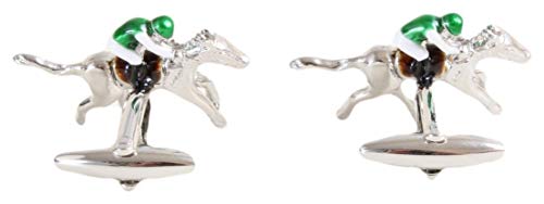 Mancuernillas para Hombre Horse Racing Plata/Verde miniatura 4