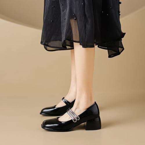 LUXINYU Women Square Toe Heels Pearl Elegant Ladies Pumps Heeled Dress Shoes Comfort Work Shoes 5