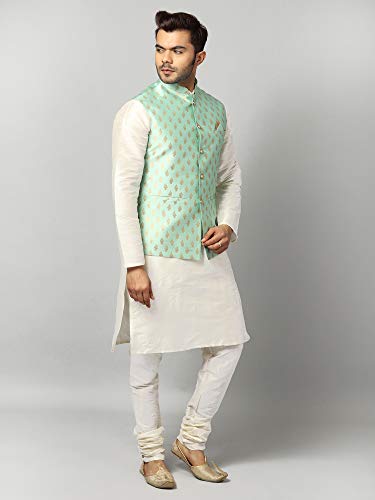 Image of Uri and MacKenzie Men's Silk Blend Kurta Pajama with Designer Ethnic Nehru Jacket /Modi Jacket