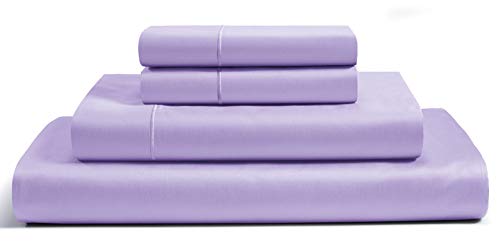 CHATEAU HOME COLLECTION 100% Egyptian Cotton Sheets Calking Size, 800 Thread Count Lilac 4 Piece Sheet Set, Solid Sateen Weave, 16" Deep Pocket (Fits Upto 18" Mattress), Bedsheet Set