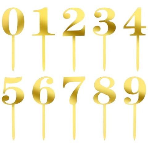 Giantree 0-9 Gold Acrylic Cake Toppers Cover