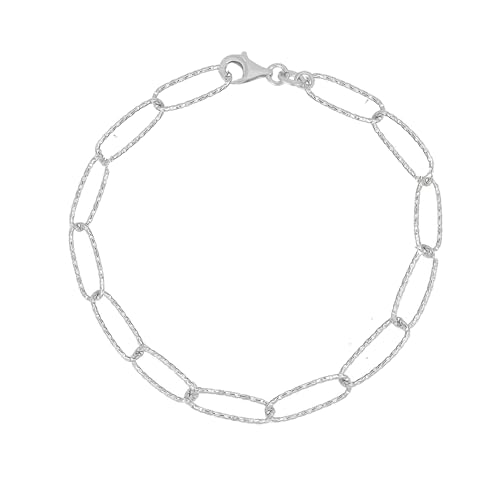 Savlano 925 Sterling Silver 4.5MM Paperclip Link Bracelet - 18K Gold Plated 7.5” Inch Paperclip Chain for Women comes with a Gift Box - Made in Italy