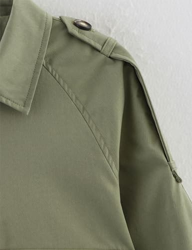 Wanzetaly Women's Cropped Trench Coat Casual Zip Up Jacket Work Jackets with Pockets Outerwear3