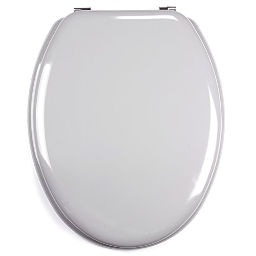 MSV - Abattant WC MDF - Argent Gris - 42.5 x 36.5 x 1.6 cm - Charnières Inox - Fixation Facile -...