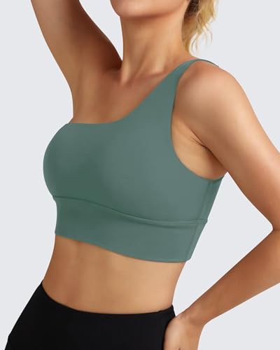 Image of Queenie Ke Womens One Shoulder Sports Bra Left Side Strap Yoga Bras Gym Training Workout Crop Tops