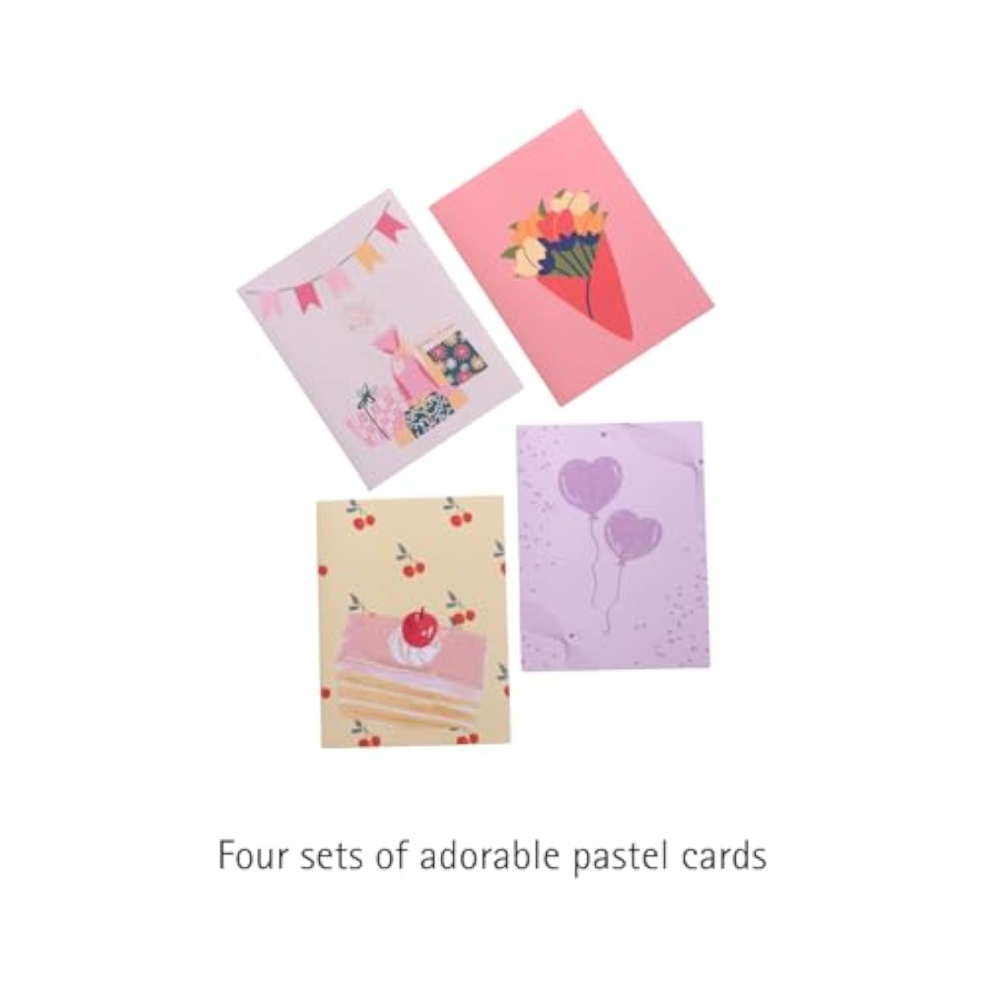 Pastel Note Cards Set, Folded Greeting Cards