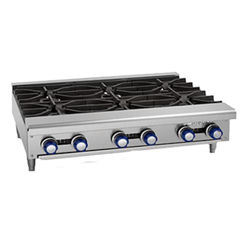 Imperial Commercial Hot Plates Open Burners Heavy Duty Cast Iron Grates Propane Model Ihpa-6-36