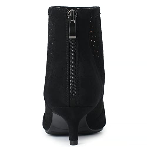 KISSASA Womens Peep Toe Low Kitten Heel Booties Zip Up Summer Ankle Boots Sandals4