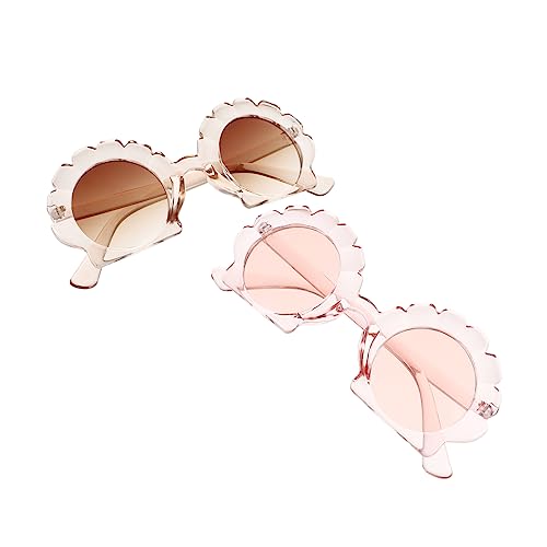 Healeved 2Pairs Irregular Shell Sunglasses for Transparent Tea Eyewear Photography Prop for Beach Parties