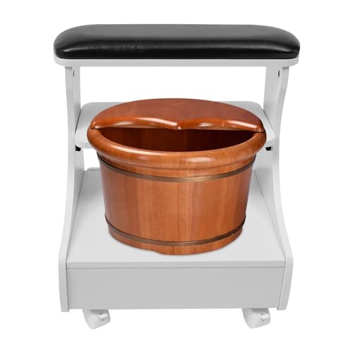 Taburete multifuncional con ruedas para spa de pies negro miniatura 1