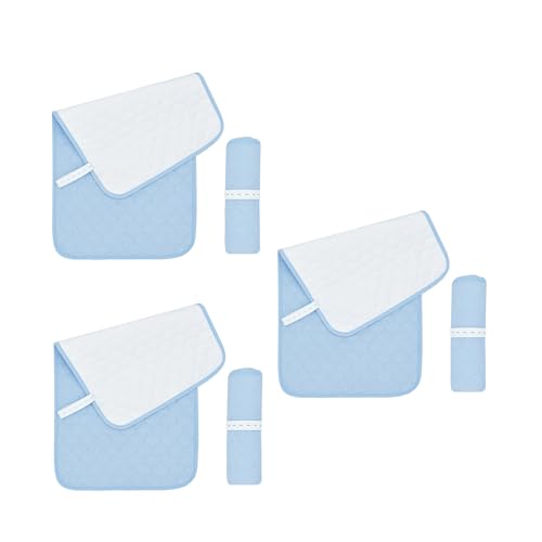 3 unidades de cambiadores para bebés, reutilizables, lavables, antideslizantes, suaves, impermeables, transpirables, acolchados, absorbentes, cambiadores, 35,6 x 69 cm (azul)