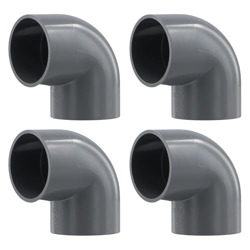 Ziyonix 4 Piezas Conectores de Tubo de PVC, Cable Manguitos Tubo de PVC Liso de 90 Grados de 50 mm Tubo Montaje Codo 50 mm Enchufe para Estructuras y Proyectos