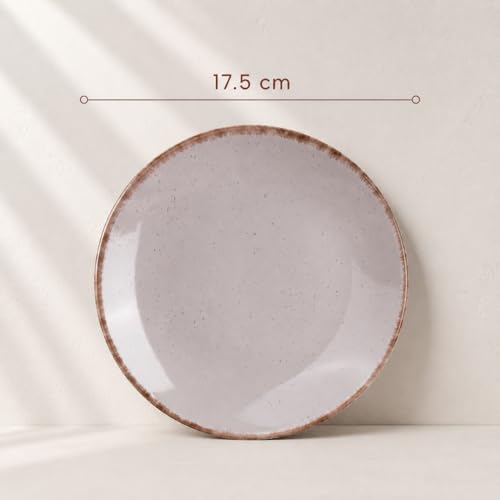 Image of The Earth Store Glossy Lavender Marble 7 Inch Ceramic Quarter Plates Set of 6 | Microwave & Dishwasher Safe Plate | Half Plate for Dessert, Snacks, Dinner | Snack Plates for Gifting, Daily Use