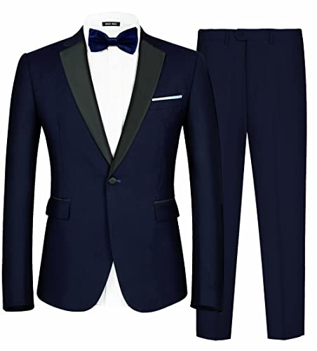 MAGE MALE 2pc Suit Set with Bow Tie, Slim Fit Formal Tuxedo