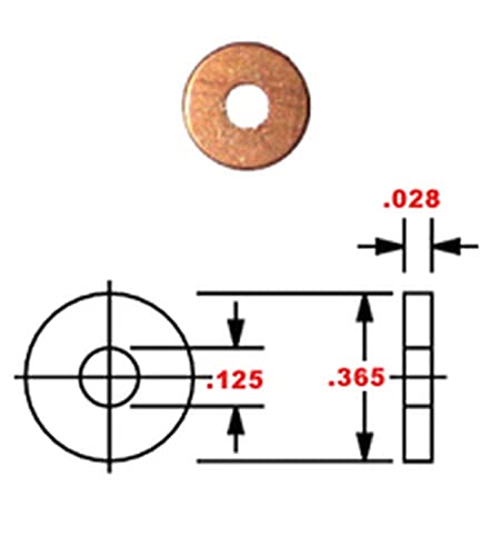 Solid Copper Burr/Washer #12 - .125 ID X .365 OD X .028 Thickness - Pack of 100 Pieces
