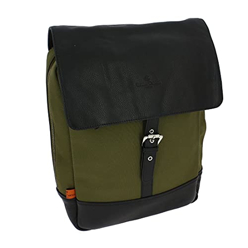 Sac à dos Simon Carter en toile Ramsgate vert kaki avec grand compartiment ergonomique