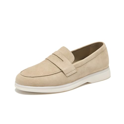 Image of BEAU TODAY Women's Suede Loafer Flats，Slip On Penny Loafers Work Shoes
