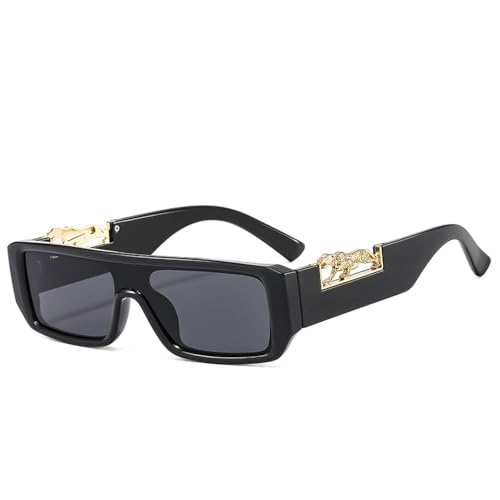 Rectangle Sunglasses For Women Men Gradients Lens PC Frame Leopard Decorate Sun Glasses UV400