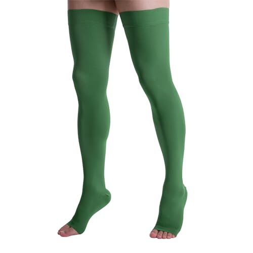 Image of Doc Miller Thigh High Compression Socks 20-30mmHg | Open Toe, Varicose Veins, Calf, Leg & Ankle Support, Pregnancy & Maternity Stockings, Small to Plus Size