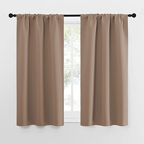 NICETOWN Kitchen Window Blackout Curtains - Window Treatment Thermal Insulated Rod Pocket Small Blackout Draperies/Drapes for Bedroom/Kitchen (Cappucc