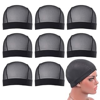 FUIPVGI 8 Piezas Redecilla Pelo, Gorras de Peluca Unisex, Peluca Redecillas Gorras con Banda Elástica, Casquillos Peluca Cómodo y Transpirable, para Peluca Cosplay, Hacer Pelucas (Negro, M)