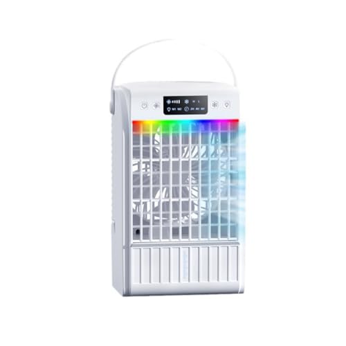 Bnnlqpsttg Ventilador de Aire Acondicionado Portátil, Enfriador de Aire Evaporativo, Humidificador de Aire Acondicionado con 3 Velocidades, 7 Colores para Habitación de Acampada